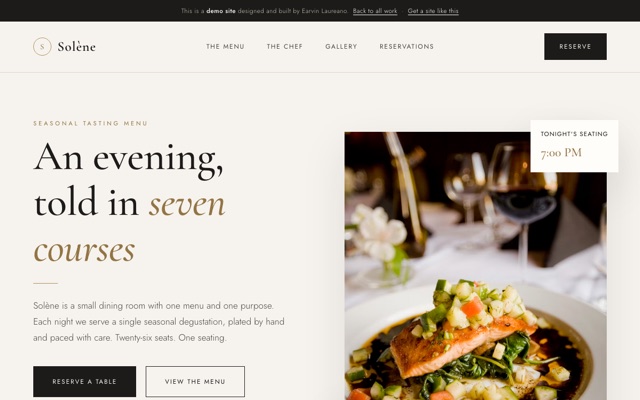 Fine dining tasting menu restaurant